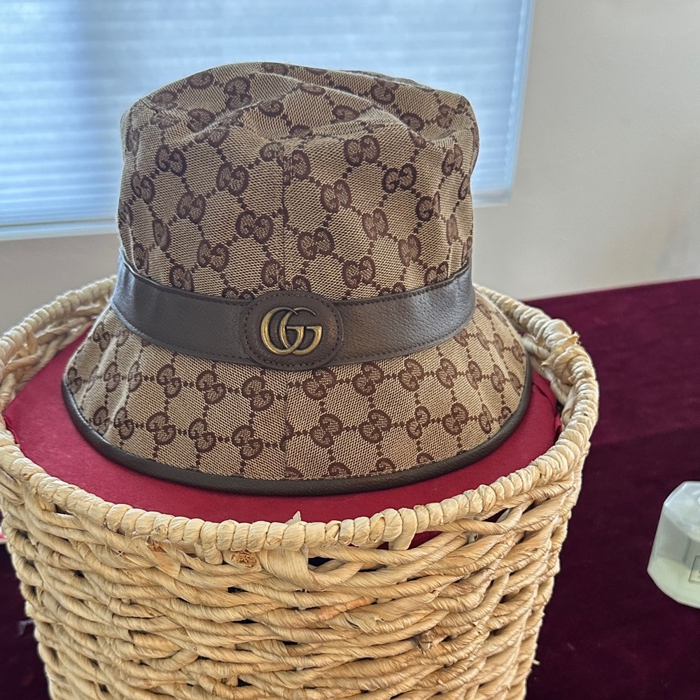 Gucci Beige Monogram Bucket Hat